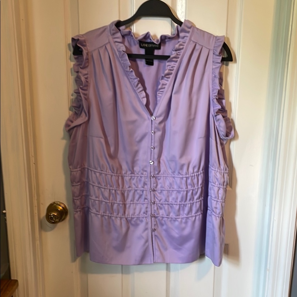 Lane Bryant Lavender Ruffled Sleeveless Blouse